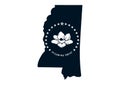 Map of the state of Mississippi with its official flag. Royalty Free Stock Photo